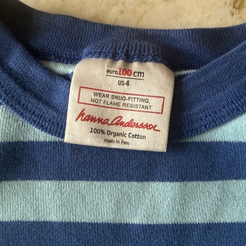 Hanna Andersson Navy and Light Blue Striped Kids Pajama Set - Picture 4 of 4